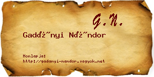 Gadányi Nándor névjegykártya